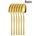 Axyaa 30-Piece Stainless Steel Tableware Set with Golden Waist Design
