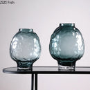 Axyaa Big Belly Relief Glass Vase for Stylish Hydroponics Plant Display