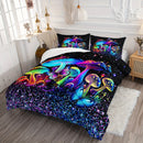 Axyaa Mushroom Sparkle Comforter Set - Colorful Botanical Fungus Duvet Set
