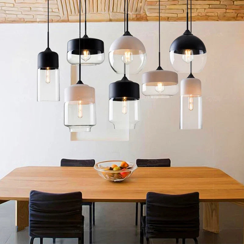 Axyaa Modern Glass LED Chandelier – Decorative Pendant Light for Living, Dining, Bedroom and Kitchen