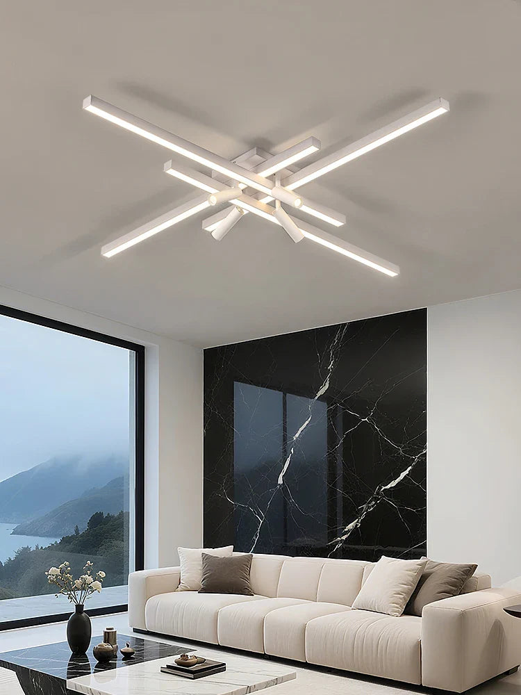 Axyaa Black Chandelier LED Ceiling Lamp Set for Modern Minimalist Style