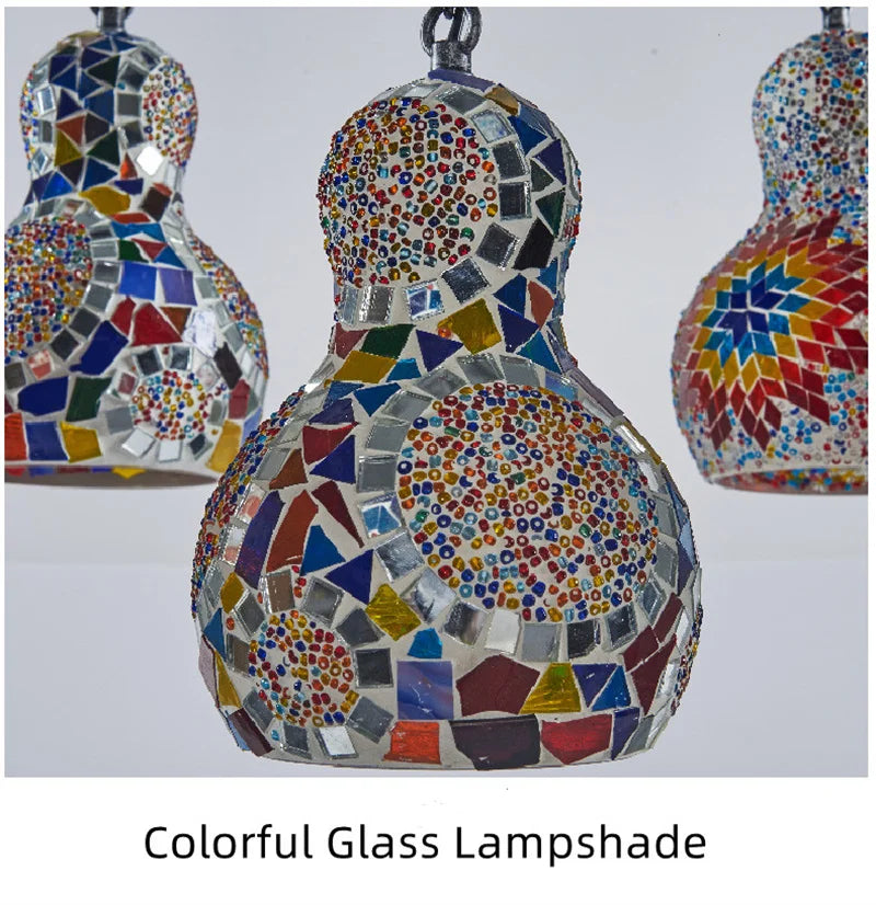 Axyaa Turkish Mosaic Chandelier: Handcrafted Stained Glass Pendant Lamp