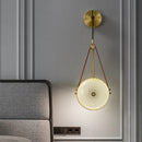 Axyaa Nordic Glass Wall Lamp, Copper Leather Bedroom Pendant
