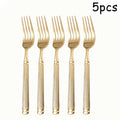 Axyaa Stainless Steel Cutlery Set, 5pcs Steak Fork Knife Spoon for Banquets