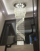 Axyaa Luxury K9 Crystal Chandelier Modern LED Pendant Light for Staircase and Home Decor