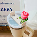 Axyaa Silicone Straw Cover Large Rose Flower Shape Heat-resistant Dust Proof Cup Accessorie