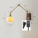 Axyaa Copper Swing LED Wall Light with Pull Chain Switch, Wide Rotation, Walnut Canopy