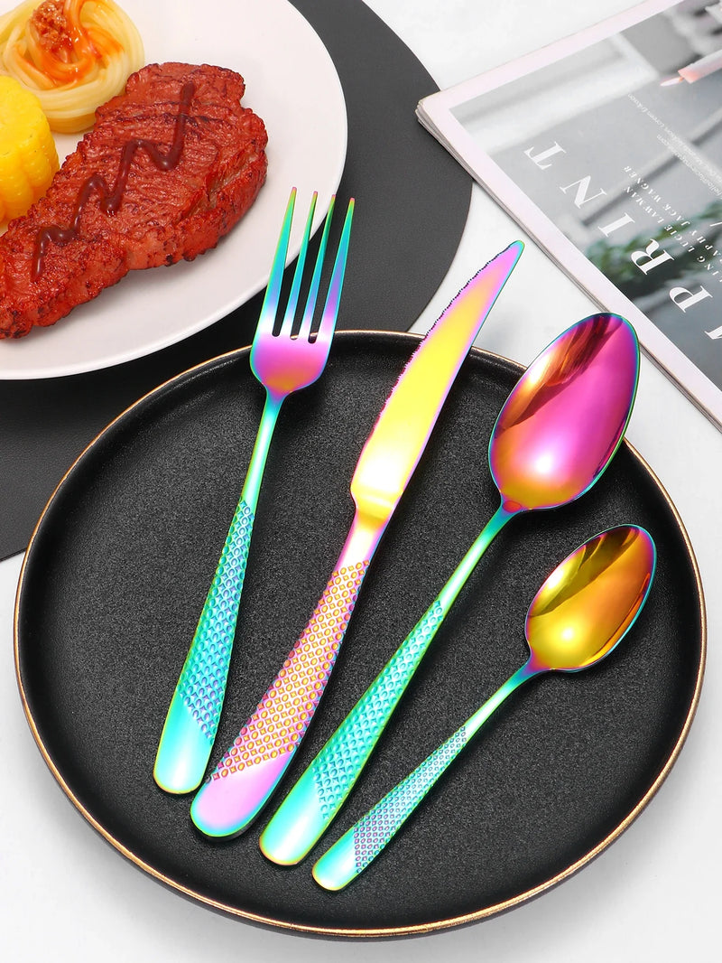 Axyaa 24pc Stainless Steel Tableware Set for Family Dining