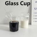 Axyaa Glass Cup with Lid and Straw - Transparent Drinkware for Juice, Water, Coffee