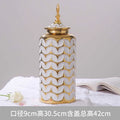 Axyaa White Golden Vase: Modern Ceramic Decor for Home Dining Room Floral Display