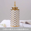 Axyaa White Golden Vase: Modern Ceramic Decor for Home Dining Room Floral Display