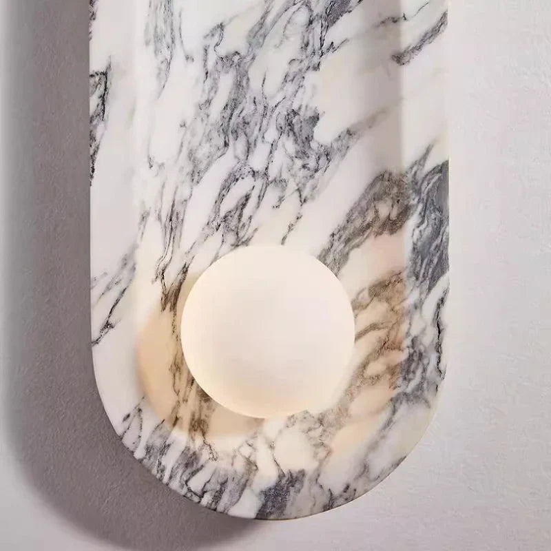 Axyaa 3D Marble Wall Light 42cm White Glass Ball for Indoor Decor