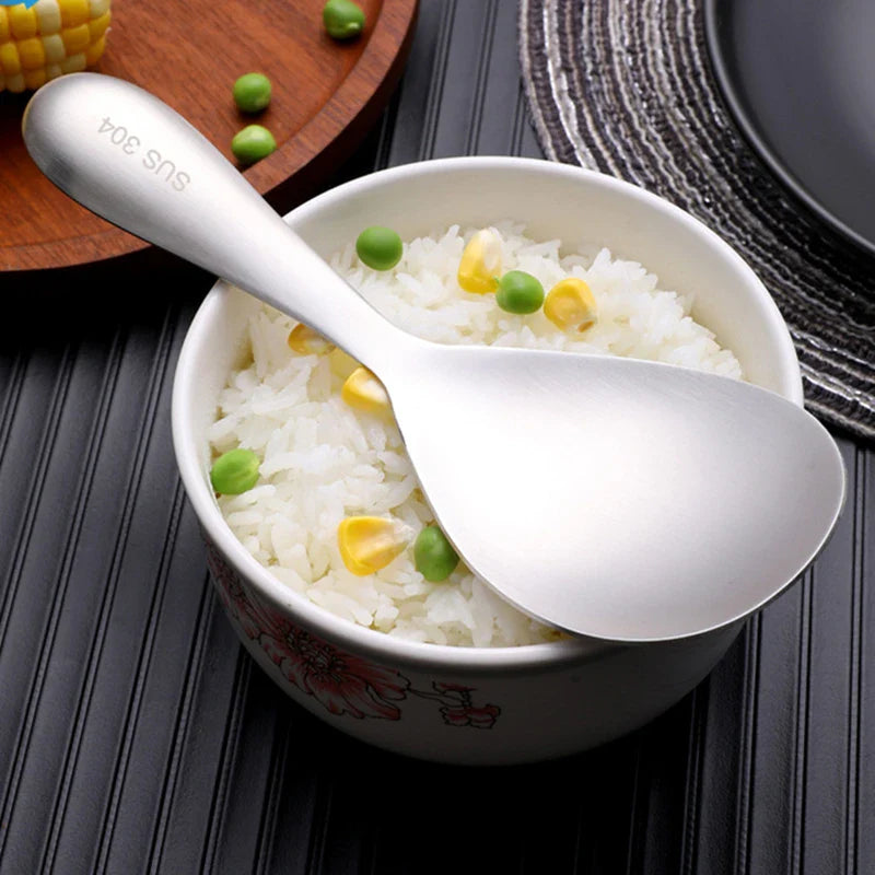 Axyaa Stainless Steel Hollow Handle Rice Spoon with Large Capacity - Deep & Thicken