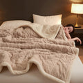 Axyaa Geometric Pattern Fleece Winter Blanket, Queen Size Plush Bedspread