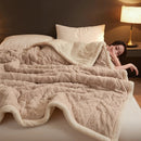 Axyaa Geometric Pattern Fleece Winter Blanket, Queen Size Plush Bedspread