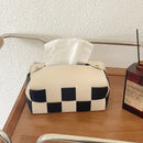 Axya Grid Leather Tissue Box - Home Decor for Table, Kitchen, Bedroom, Desktop