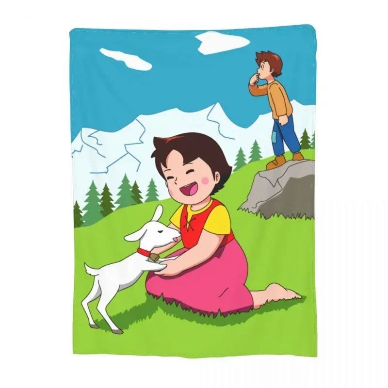 Heidi Alps Fleece Blanket Soft Cozy Throw Bedding for Sofa by Axyaa
