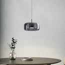 Axyaa Modern Smoky Grey Glass Chandelier - LED Pendant Light for Kitchen Island, Bar, Bedroom