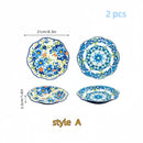 Axyaa Vintage Ceramic Deep Plate for Breakfast, Steak, and Fruit - High-Value Polish Style