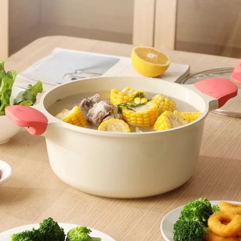 Axyaa 24cm Soup Pot Non Stick Large Capacity Stewing Pot Kitchen Accessory