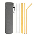 Axyaa Stainless Steel Smoothie Straws - Set of 6 with Cleaning Brush