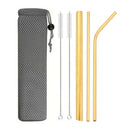 Axyaa Stainless Steel Smoothie Straws - Set of 6 with Cleaning Brush