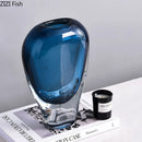 Axyaa Navy Blue Bubble Glass Vase for Table Decoration and Floral Arrangement