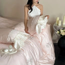 Axyaa Lycell Fibre Embroidered Bedding Set: Soft Duvet Cover, Quilt Cover, Pillowcases