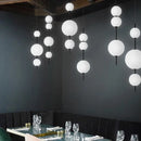 Axyaa White Glass Beads LED Pendant Chandelier - Round Ball Hanging Fixture