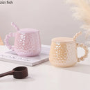 Axya Ceramic Water Cup with Spoon & Cover - Stylish Coffee Milk Tea Mug Gift