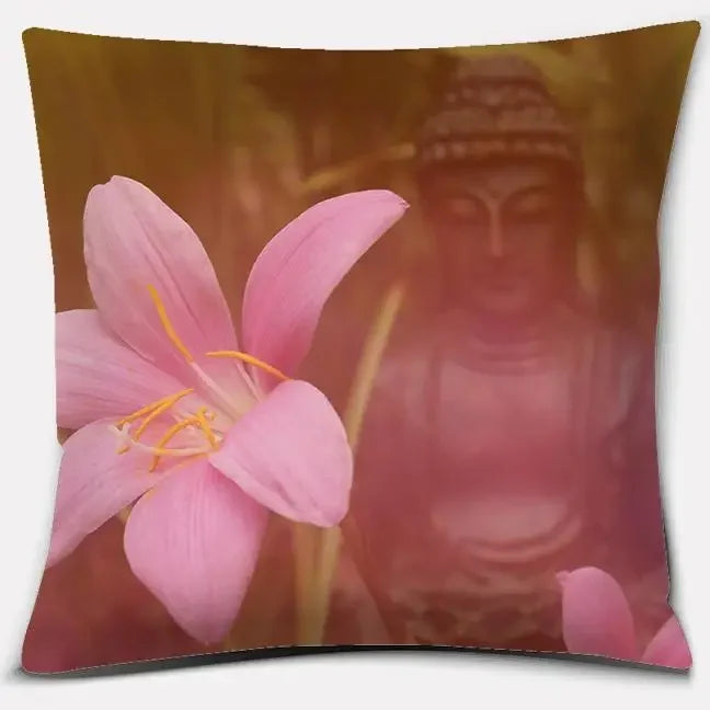 Buddha Zen Stone Flower Pillow Case for Home Office Decor Sofa Cushion Cover.