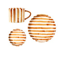 Axyaa Hand-Drawn Green Stripe Ceramic Coffee Cup with Breakfast Plate - Creative Tea Mug