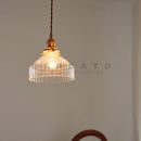 Axyaa Nordic Glass Copper Pendant Lamp with Walnut Wood Finish