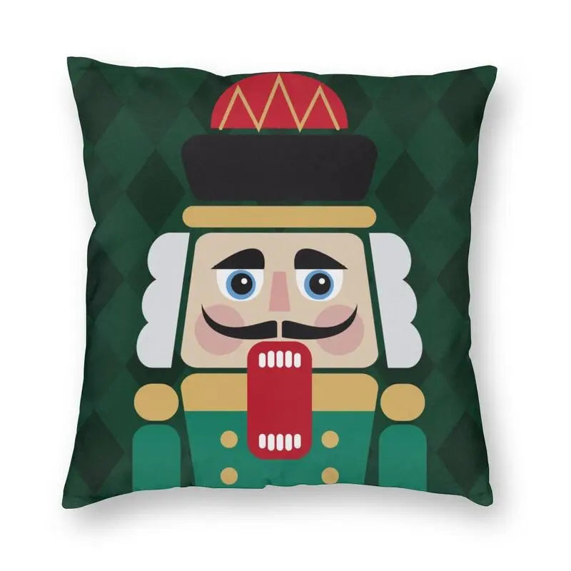 Nutcracker Doll Cushion Cover - Axyaa Square Throw Pillow for Christmas Home Decor