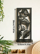 Black Gothic Leaf Pattern Wall Shelf by Axyaa - Crystal Display for Home Decor