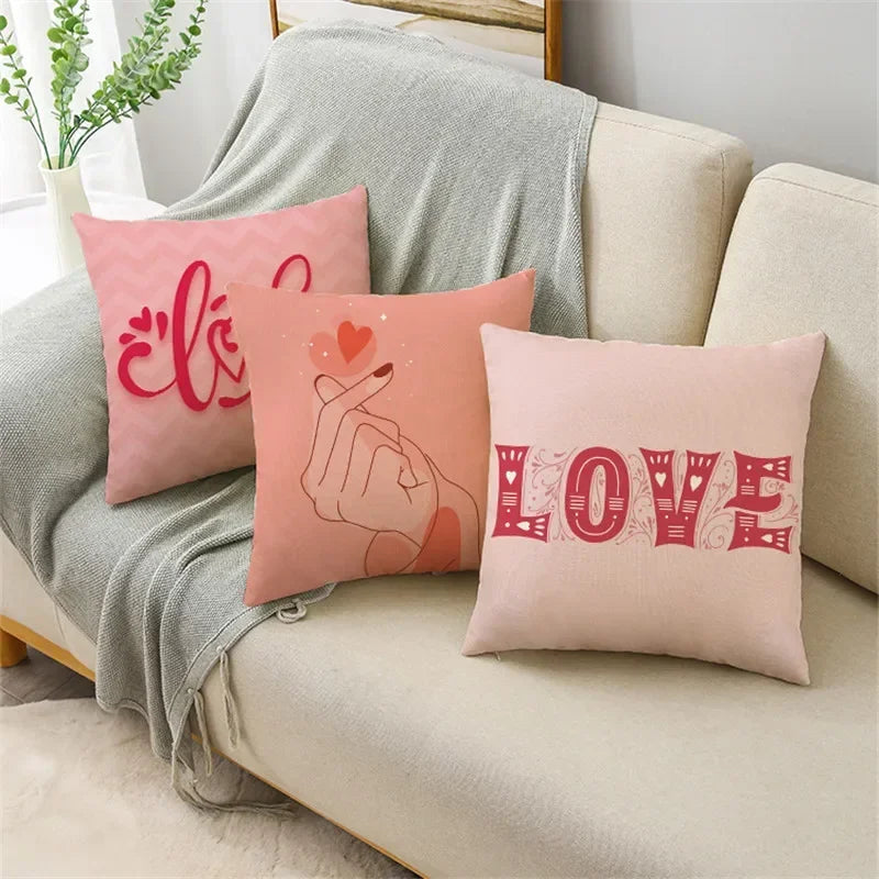 Axyaa Pink Heart Pattern Cushion Cover - 40cm/45cm & 50cm Sizes