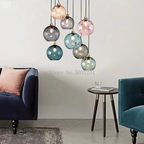 Axyaa Nordic Glass Ball Lustre Pendant Lights - Modern Kitchen Hanging Light