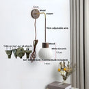Axyaa White Ceramic LED Wall Lamp with Pull Chain Switch
