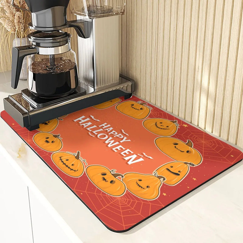 Axyaa Pumpkin Printing Silicone Coasters for Halloween Style Kitchen Décor