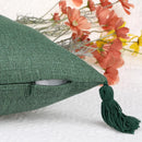 Axyaa Green Tassel Throw Pillow Covers - Boho Farmhouse Decor
