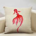 Axyaa Goldfish Linen Cushion Cover 45x45cm for Sofa, Living Room Decoration