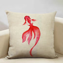 Axyaa Goldfish Linen Cushion Cover 45x45cm for Sofa, Living Room Decoration