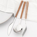 Axyaa 30Pcs Stainless Steel Cutlery Set with Imitation Wood Handle