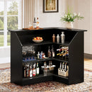 Axyaa 4-Tier L-Shaped Bar Cabinet with Stemware Racks in Black
