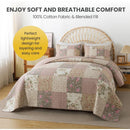 Axyaa Pink Flower Patchwork Quilt Set Twin - Country Shabby Chic Bedding