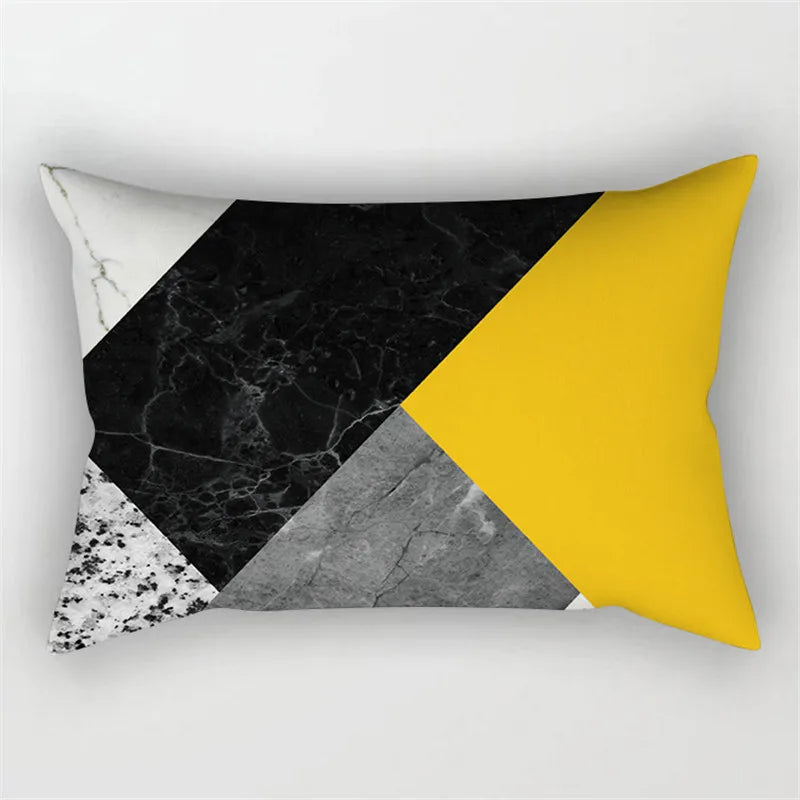 Yellow Geometric Cushion 30x50 Pillowcase for Living Room Sofa and Bed - Axyaa Home