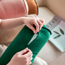 Axyaa Velvet Bolster Pillow - Corded Edge, Removable Cover - Cylindrical Neck Roll - 17.5x56cm