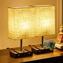 Axyaa Wooden Desk Lamp with 2 Phone Stands, Fully Dimmable for Bedroom, Living Room, Home Decor