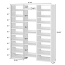 Axyaa 14-Tier Tall Shoe Rack with 22 Cubbies, White Wooden Cabinet for 46 Pairs