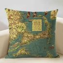Axyaa Nautical Pattern Linen Cushion Cover 45x45cm for Home Sofa Decoration